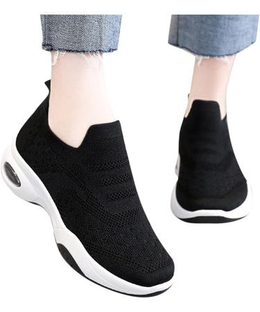 Rytejfes Women's White Waterproof Wedge Heel Sneakers | Stylish Lace-Up & Slip-On Options in Blue & Black (Size 38 EU) - Buy Online on SooperMarket.com