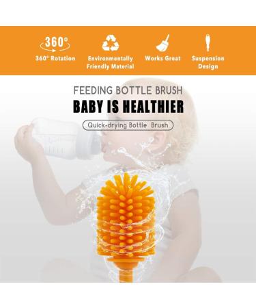 Silicone Bottle Cleaning Brush with Long Handle - 31cm/12.5 - Perfect for Baby Bottles, Hydro Flask, Sports Bottles, Vases and Glassware - Orange - Qty 1 - Buy Online on SooperMarket.com