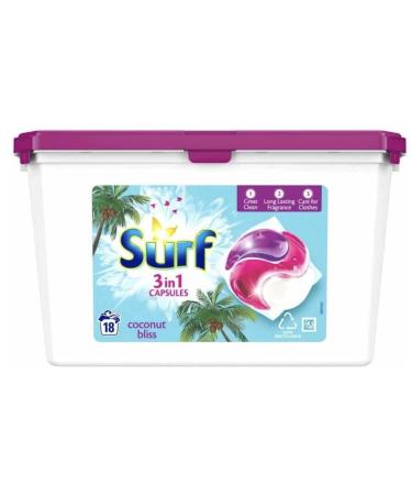Surf Washing Capsules Coconut Bliss 3 in 1 Capsules 18 washes
