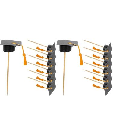 ABOOFAN 14pcs Graduation Cake Toppers Mini Graduation Caps Cupcake Picks for Class of 2024 Graduation Party Decorations