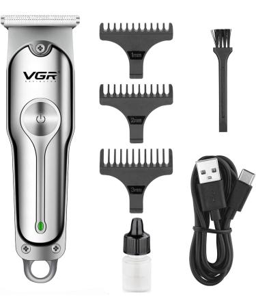 Electric Hairdresser Cordless Close Cutting T-Blade Trimmer Kit for Family Cordless Grooming Kit (Silver)