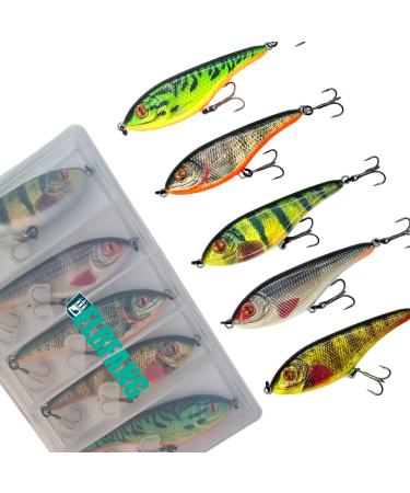 Elbfang Wobbler Jerkbait Artificial Lure Set Pike Zander Predatory Fish Fishing Lure for Fishing 5 Pieces / Box / 90mm / 21g