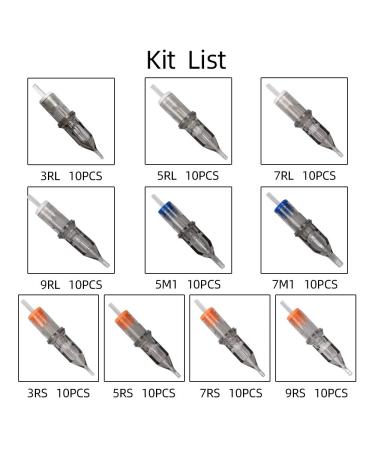 ATOMUS 100pcs Mixed Tattoo Cartridge Needles - Assorted Disposable 3RL 5RL 7RL 9RL 3RS 5RS 7RS 9RS 5M1 7M1 - Buy Online on SooperMarket.com