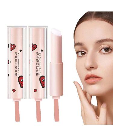 Magical Pore Eraser Waterproof Face Primer Stick  Invisible Pore Primer Stick  Matte Priming Makeup Blur Stick Primer for Face  Hydrating Primer Face Shimmer Stick (2pcs) (A)