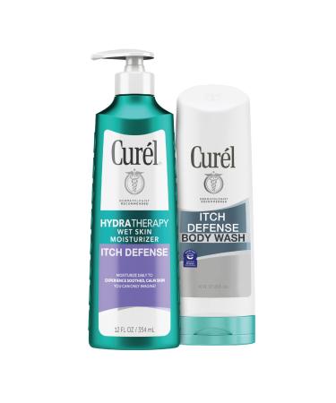 Cur l Hydra Therapy Itch Defense Moisturizer and Body Wash Set Wet Skin Lotion +Cur l Itch Defense Calming Daily Cleanser Body Wash  Soap-free Formula for Dry Itchy Skin 12 fl oz&10 fl oz 2Piece set