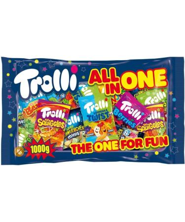 Trolli All IN One The One for Fun - 1kg Share Pack of Individually Packed Assorted Colorful and Tangy Gummy Candies | Perfect for Christmas & Birthday Parties