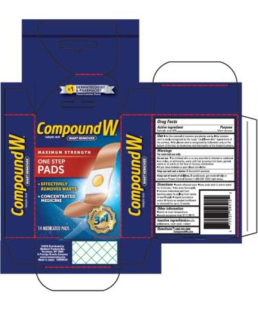 Compound W Wart Remover Pads - Maximum Strength, 14 Medicated One-Step Pads - Buy Online on SooperMarket.com