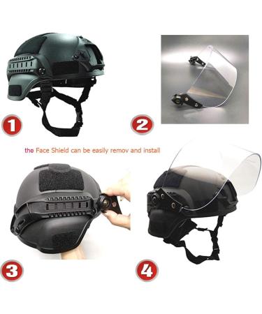 Airsoft MICH 2000 ACH Tactical Helmet with Clear Visor, NVG Mount & Side Rail - Black - Buy Online on SooperMarket.com