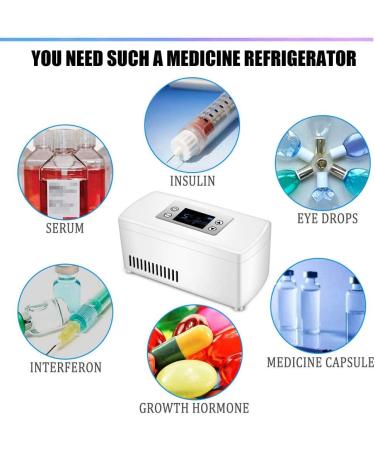 Portable Fridge Insulin Refrigerated Box with Battery Car Travel Home Mini Medicine Refrigerator and Insulin Cooler Suitable for Insulin Interferon Eye Drops Storage 2batteries - Buy Online on SooperMarket.com