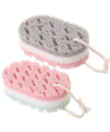 2Pcs Bath Sponge Brush Shower Skin Clean Massage Soft Spa Foam Dead Skin Remover Moisturizing Scrubber Rope Holder
