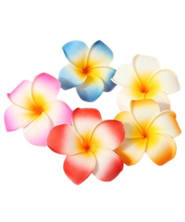 HugeStore 10pcs 5cm Hawaiian Plumeria Frangipani Foam Flower Hair Clip Hair Accessory Hairpins