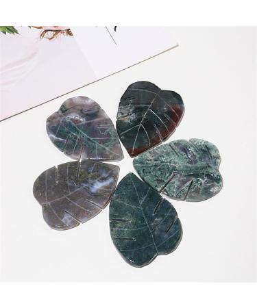 Natural Crystal Rough 1PC Natural Crystal Leaves Carving Moss Agate Family Decoration Sculpture Health Green Gem Gift DIY Pendant Gem - Buy Online on SooperMarket.com