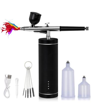 Titoe Airbrush Kit with Compressor Portable Cordless Air Brush Gun Set for Model, Nail, Tattoo, Cake Decorating(Power Display) Gray