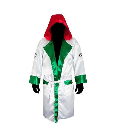 Cleto Reyes Satin Boxing Robe with Hood - Medium - Mexican Flag