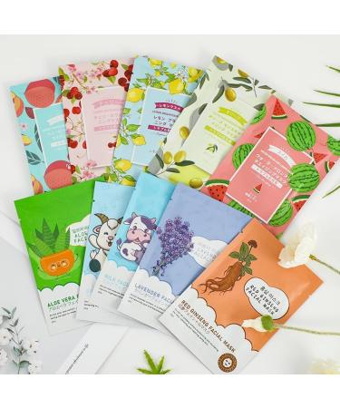 Collagen Face Masks with Niacinamide Hyaluronic Acid and Aloe Vera Moisturizing Korean Skin Care Sheet Masks Set of 10 - Buy Online on SooperMarket.com