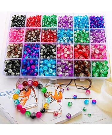 Huisipool 1920pcs 8 Color Glass Beads for Jewelry Making - 4mm 6mm 8mm Round Spacer Loose Beads - Ideal for Bracelet & Necklace Accessories - Buy Online on SooperMarket.com