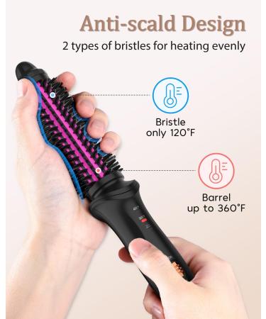 Small Curling Brush Iron 3/4 Inch Barrel Dual Voltage Brush Curling Iron for Short Long Hair Curling Brush Heated Tourmaline Ceramic Barrel 20MM-BLACK - Buy Online on SooperMarket.com