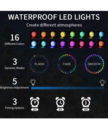 Yotun Underwater LED Pool Lights - 4PCs RGB Color Changing with RF Remote Control | IP68 Waterproof Suction Cup Decorative Lights for Pools & Ponds - Buy Online on SooperMarket.com