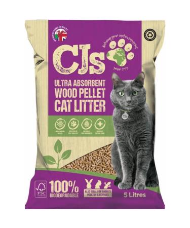 Cj's Premuim Cat Litter Ultra Absorbent Wood Pellets Non Clumping Biodegradable Natural Litter for Cats Rabbits Poultry and Reptiles - 5L
