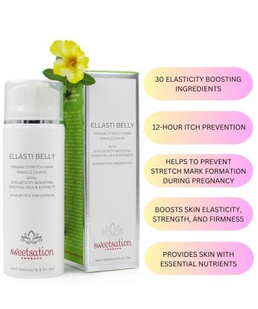 Ellasti Belly Organic Stretch Mark Miracle Caviar - Prevents Stretch Marks Boosts Skin Elasticity 3.3oz | Ideal for Pregnancy Care - Buy Online on SooperMarket.com