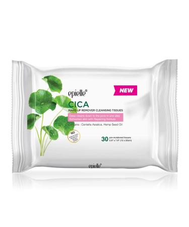 Epielle Makeup Remover Cleansing Tissues | Alcohol-Free | Cica | Removes Makeup & Mascara | 30 Count x 6 Value Pack - Buy Online on SooperMarket.com