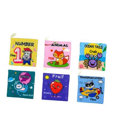 Abaodam 6 piece Early education made of fabric fabric books for young transport vegetable recognition fabric books portable fabric books children's toys learning books interactive