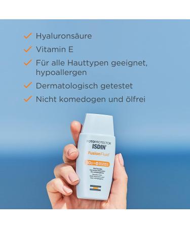 ISDIN Fusion Fluid SPF 50+ | Best Sunscreen for Face | 50ml | Suitable for All Skin Types | International Shipping - Buy Online on SooperMarket.com