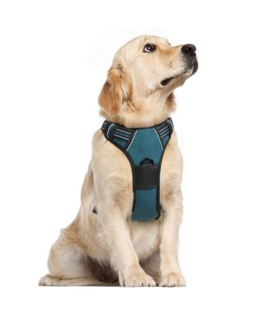 Rabbitgoo dog harness medium -sized dogs anti train crockery dog with control no pull dog dishes large dogs breathable reflex stripes breast harness dog safe guide dark green l l (1 Pack) dark green