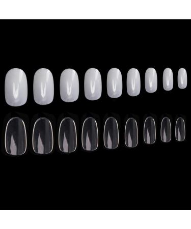 Noverlife 1200PCS Round Acrylic Nails Fake Nails Tips  10 Sizes  Full Cover Short Oval False Nails Artificial Nail Art Manicure Finger Nails for Nail Salon DIY Nail Design - Clear  Natural Clear & Natural