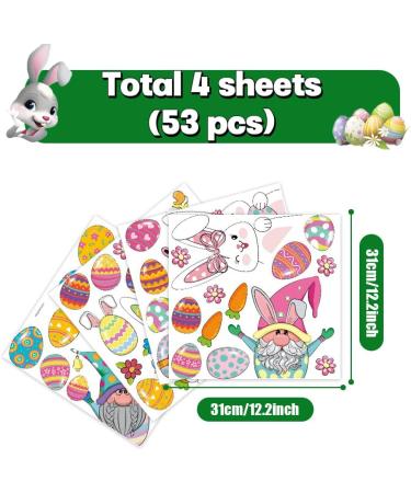 HPNIUB Easter Window Decoration Self-Adhesive with Bunny Eggs Spring Easter Window Clings to Stickers Rabbit Easter Eggs for Display Cabinets Window Decoration for Shop Windows Glass Decor Colourful C - Buy Online on SooperMarket.com