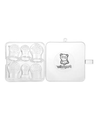 PandaEar 6 Pack 3 Sizes Toddler Silicone Pouch with Pacifier Protector Boxes for Baby Fruit Food Feeder| Universal Accessories| Transparent| BPA Free