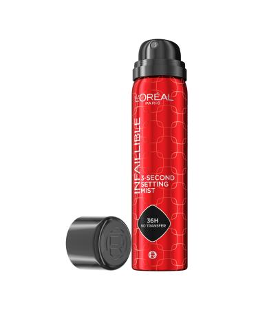 L'Oreal Paris Infallible 3-second Setting Spray Long-Lasting Fixing Spray for Face lightweight micro mist non-sticky transfer proof sets makeup for up to 36 Hour 75ml