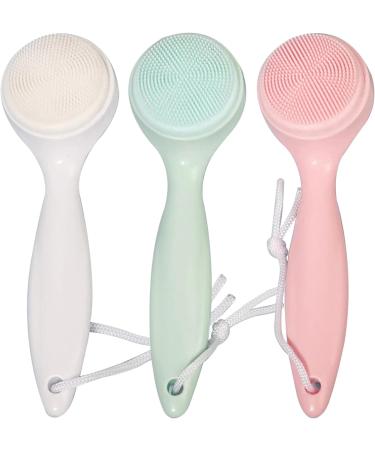 3Pcs Silicone Facial Cleansing Brush Silicone Facial Scrubber Manual Exfoliating Facial Brush Face Cleanser Face Exfoliator Fine Bristles for Sensitive Skin - Buy Online on SooperMarket.com