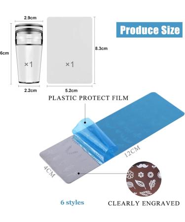 Luvadeyo Nail Stamping Plates Set - 6 Art Stencils with Transparent Stamp & Scraper | Perfect Nail Art Tool for Women & Girls - International Shipping Available - Buy Online on SooperMarket.com