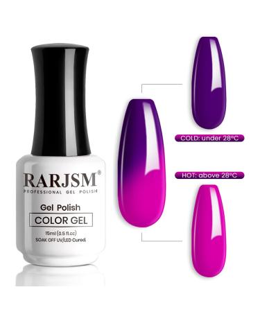 RARJSM Color Changing Gel Nail Polish 15ML - Dark to Bright Purple UV Thermal Gel for Nail Art Soak Off DIY Manicure - Buy Online on SooperMarket.com