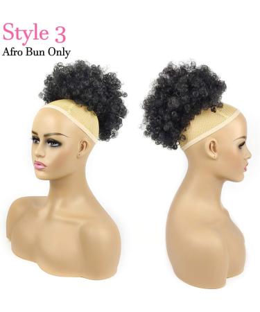 Afro Puff Drawstring Ponytail with Bangs Pineapple Updo Hair for African American Women Short Kinky Curly Ponytail Bun with 2 Replaceable Bangs(#1B-Black) 1 ponytail+ 2 bangs 1B - Buy Online on SooperMarket.com