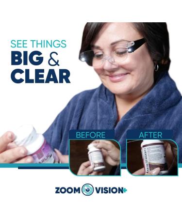 Zoom Vision Hands Free Magnifying Glasses with Light - 160% Magnification, Dual LED Lights - Includes Non-Lighted Magnifying Glasses for Reading, Close Work, and Crafts - Buy Online on SooperMarket.com