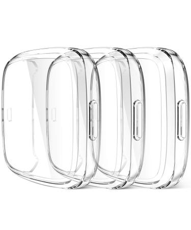 Maledan Compatible with Fitbit Versa 2 Screen Protector Case 3 Pack Clear Ultra Thin Full Protective Case Cover Scratch Resistant Shock Absorbing for Versa 2 Smartwatch Bands Accessories Clear*3