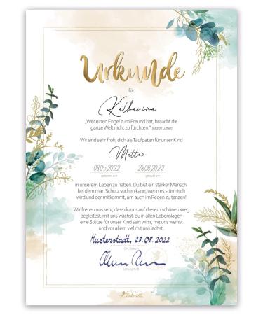 Tinkerella baptismal godfather certificate for the godfather or the godfather - the perfect little gift idea little attention for the godmother or sponsor of your child (flora)