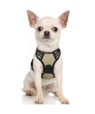 Rabbitgoo dog harness Small dog anti -train dishes dog with control no pull adjustable dog dishes large dogs breathable reflex stripes breast harness dog safe guidance kaki xs xs (1 Pack) kaki
