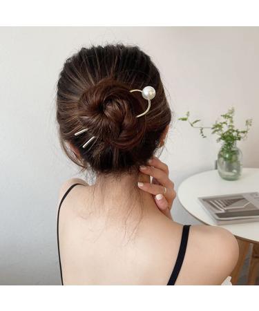 3 Pack Pearl U Shape Hair Fork Sticks - Wedding Bridal Hair Styling Tool for Buns & Chignon - Women & Girls Hair Accessories - Buy Online on SooperMarket.com
