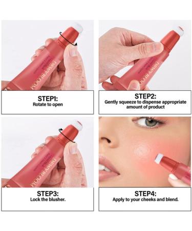 Reddhoon Blush Beauty Wand Matte Cream Face Blush with Cushion Applicator Natural-looking Cheek Tint Blush Lightweight Blendable Blush Stick for Cheek Lip (103 Rosa) - Buy Online on SooperMarket.com