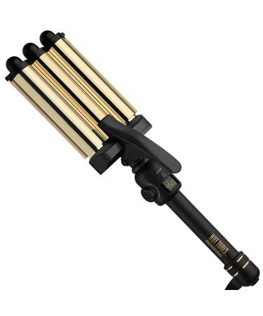 Hot Tools Pro Artist 24K Gold Digital 3 Barrel Hair Waver | Long Lasting Defined Waves (Jumbo Size)