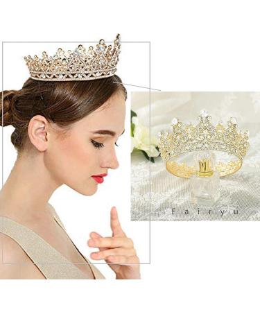 Baroque Queen Crown: Gold Rhinestone Wedding Tiara for Women and Girls - Buy Online on SooperMarket.com