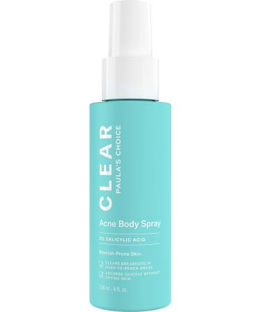Paula's Choice CLEAR Back and Body Acne Spray, 2% Salicylic Acid Treatment for Blackheads & Blemishes, 4 Ounce