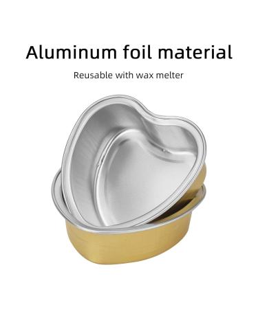 10pcs Heart Shaped Wax Melting Bowls - Gold Aluminum Foil Wax Bean for Hair Removal - Large Size Perfect for Home Use - Buy Online on SooperMarket.com