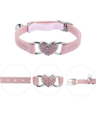 Jagowa Rhinestone Heart Cat Collar with Safety Belt Adjustable Flocking Colored Diamond Design with Bell - Pet Supplies for Small Cats and Dogs (Pink) - Buy Online on SooperMarket.com