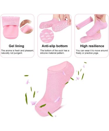 Moisturizing Gel Socks & Gloves Set for Softening Cracked Feet - Reusable Foot Care Spa Treatment (Pink) | International Shipping Available - Buy Online on SooperMarket.com