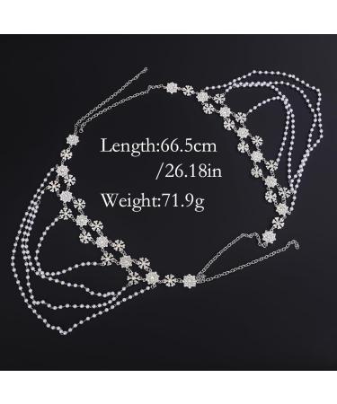 Wiwpar Silver Rhinestone Tassel Snowflake Flower Body Chain | Layered Bikini Harness & Wedding Party Accessories for Women - Buy Online on SooperMarket.com