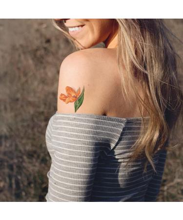 Oottati Waterproof Temporary Tattoo Stickers - 9 Sheets | Tulip, Sunflower, Rose, Nasturtium, Chrysanthemum Designs - Buy Online on SooperMarket.com